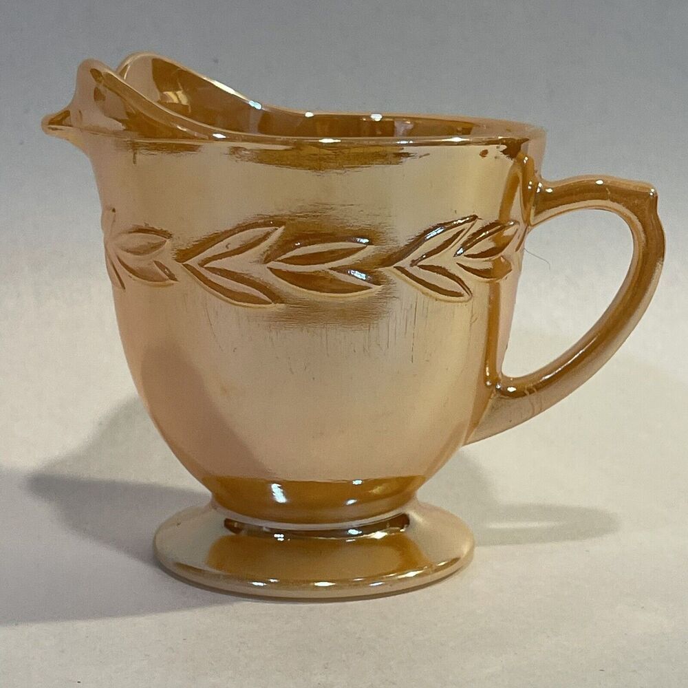 Anchor Hocking Fire King Peach Luster Laurel Creamer Pitcher Vintage